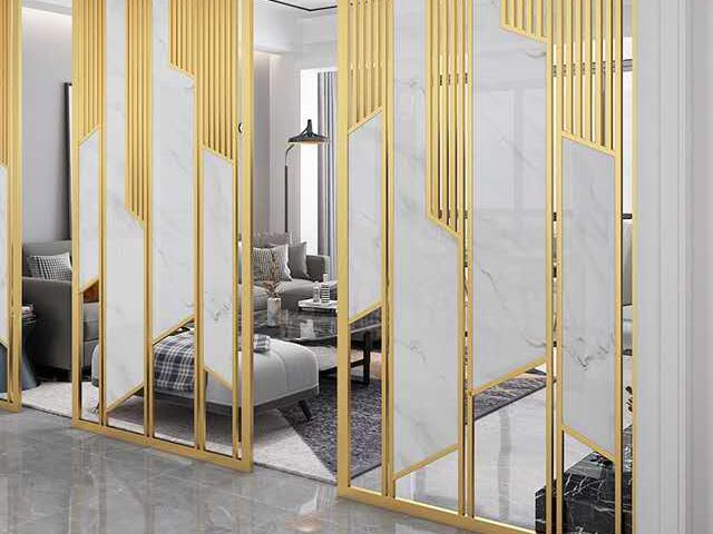 家用（yòng）客廳不鏽鋼屏風花格隔斷